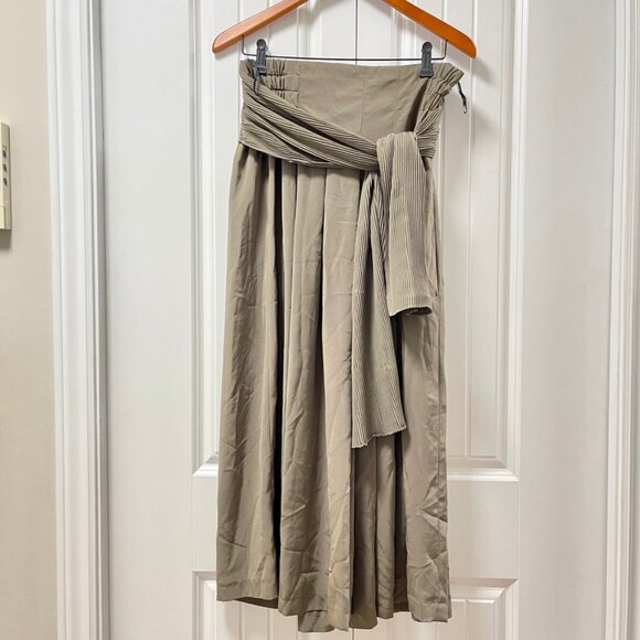 Vintage Wide-Leg Tie Pants Green – S - Picture 4 of 13